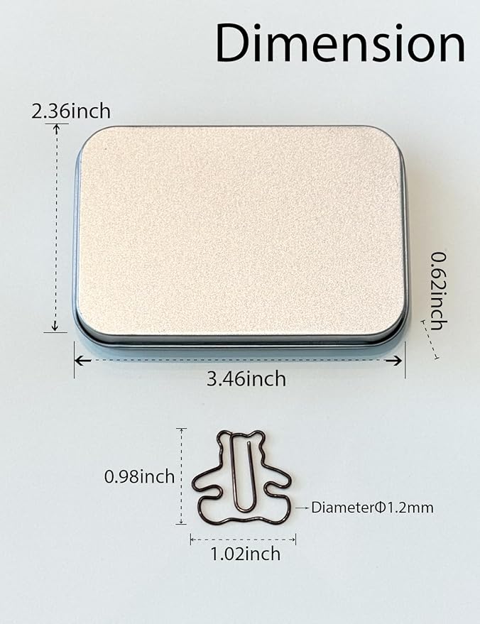 Cute Paper Clips, 60 PCS Bear Shaped Paper Clips Animal Bookmarks Clips, Assorted Colors, Fun Office Gifts for Women Men Coworkers Teachers Students Girls Boys, Christmas Gifts