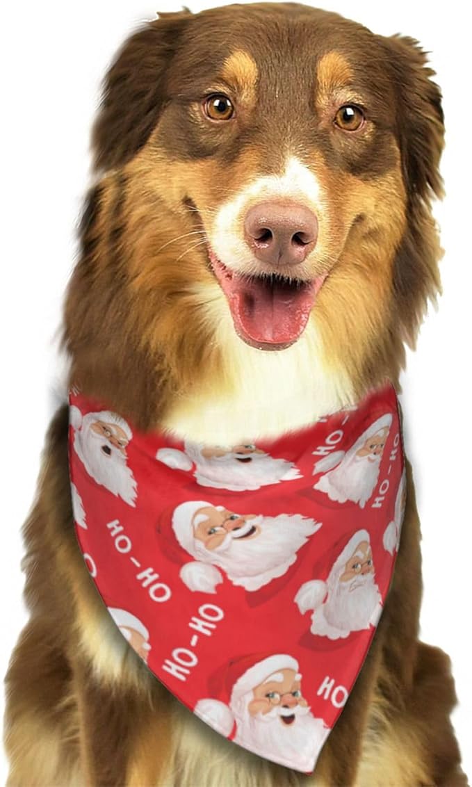 Merry Christmas Santa Claus Cute Dog Bandana Scarf Triangle Bibs Pet Accessories Cat Kerchief White23 One Size