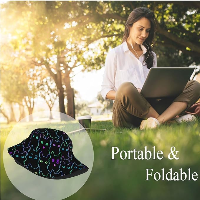 Psychedelic Bucket Hat Fisherman Cap for Women Men, Trippy Art Casual Travel Beach Sun Hats for Summer