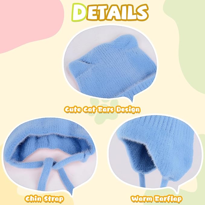 ZOORON Kids Winter Hat for Boys Girls, Cat Beanie Children Knit Skull Cap with Warm Ear Flap, Teen Beanie Hat Age 5-15 Years