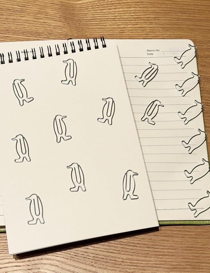 Cute Paper Clips, 60PCS Penguin Shaped Paper Clips Animal Bookmarks Clips, Assorted Colors, Fun Office Gifts for Women Men Coworkers Teachers Students Girls Boys, Christmas Gifts