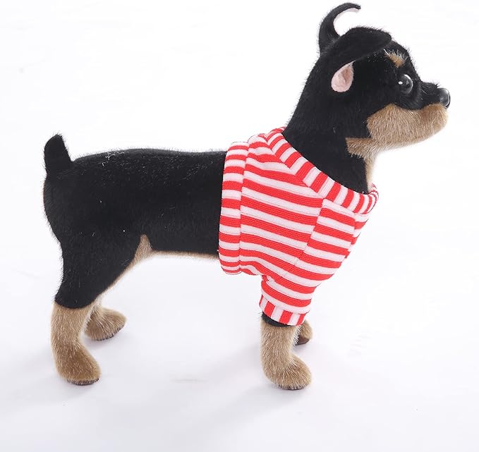 CU-MATE 10 inch Doberman Pinscher Dog Stuffed Animal - Black and Tan Lifelike & Realistic Plush Toy Puppy Dog Standing Present Gift