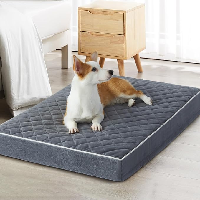 WNPETHOME Orthopedic Big Dog Beds Large Sized Dog, Waterproof Extra Large Dogs Bed with Removable Washable Cover, Multi-Needle Quilting Dogs Crate Bed