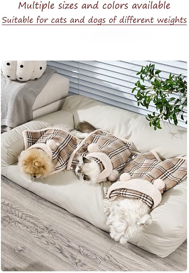 Pet Cape Blanket,Wearable Dog Robe, Non-Slip Backing, Hooded Cape Blanket for Dogs and Cats (Orange, Small)