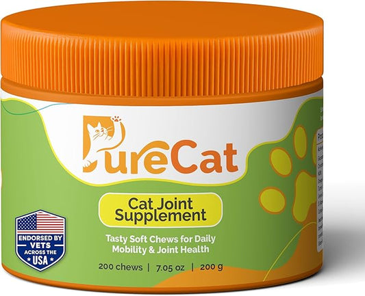 Joint Support Soft Chews Supplements | Cat Wellness Formula with Glucosamine | Joint Support & Pain Relief for Cats of All Ages | Vet-Approved Mobility Support | 200 Count