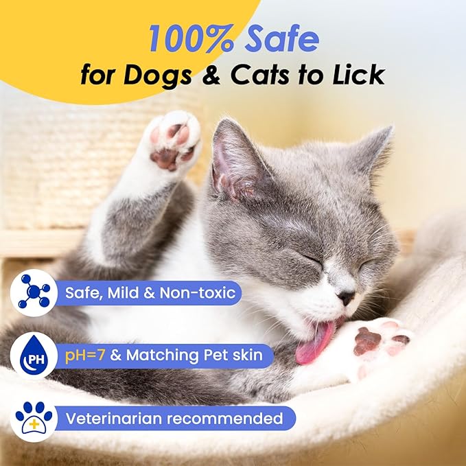 Pet Cleaning Glove Wipes for Dogs & Cats, Hypoallergenic Deodorizing Disposable Bathing Wipes,No-Rinse Grooming Wipes, Extra Thick,Perfect for Pet Dry Cleaning,Daily Care and Travel,24 pcs