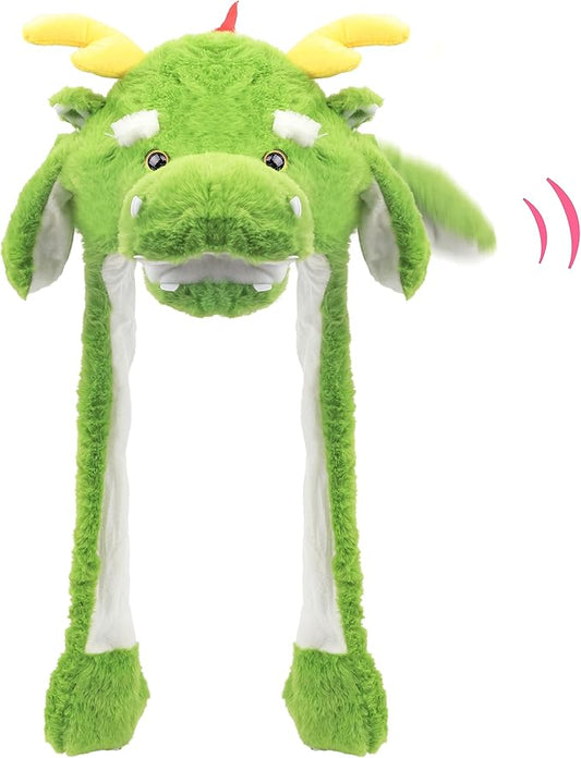 Animal Hat with Ears Moving Jumping Pop Up Beating Hat Plush Holiday Cosplay Dress Up Funny Gift for Kids