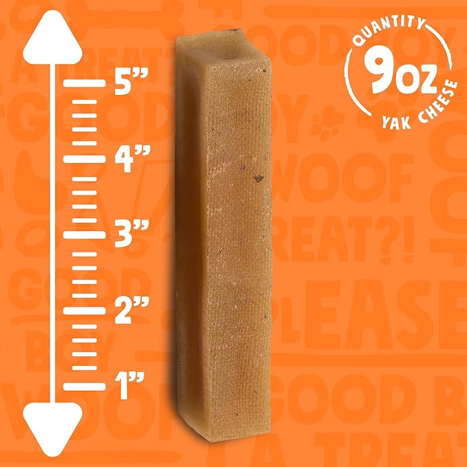 Yak Cheese Himalayan Dog Chews for Aggressive Chewers | Long Lasting Odorless Yak Cheese Stick for Large and Medium Dogs (9oz, 3 PK)