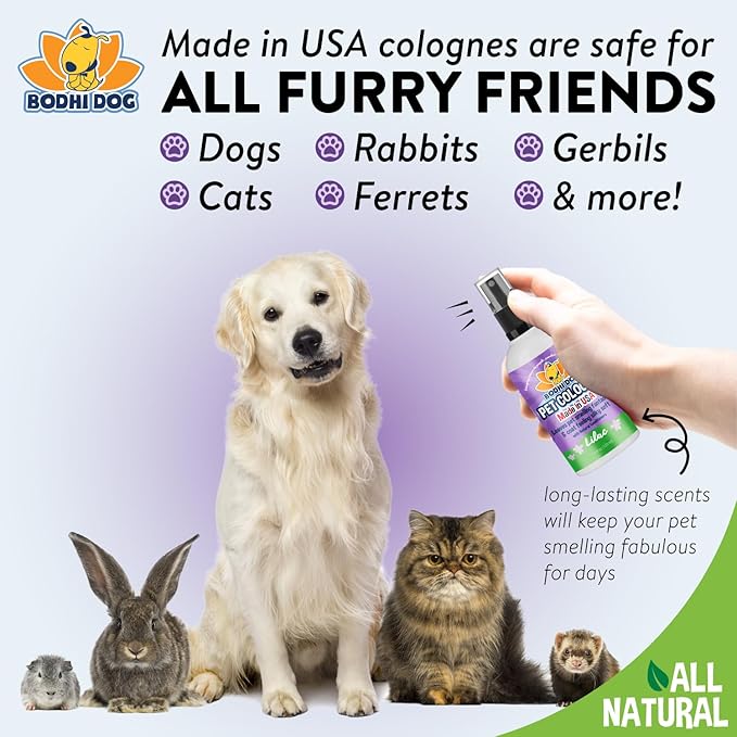 Bodhi Dog Natural Dog Cologne (Lilac) - Premium Scented Deodorizing Pet Perfume with Conditioner for Dogs & Cats - Keeps Pets Fresh & Clean - Gentle and Safe Formula, Made in USA (4 Fl Oz)