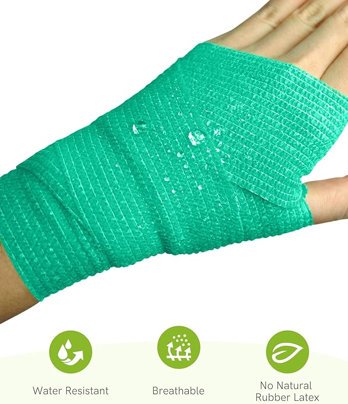 FriCARE Self Adhesive Bandage Wrap, Medical Tape in First Aid Kit, Cohesive Bandages for Wounds Sport Vet, 2 inches X 5 Yards 6 Rolls, Quartz Glow