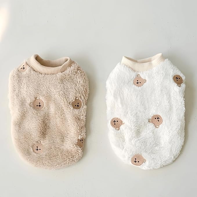 Cute Pet Apparel Bear Pattern Cartoon Dog Clothes All Season Sleeveless Puppy Kitten Pullover Soft Skin-Friendly (Brown, XL (11-20lbs))