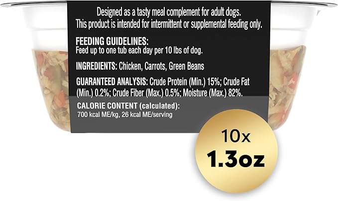 Cesar Simply Crafted Adult Wet Dog Food Meal Topper, Chicken, Carrots & Green Beans, 1.3oz. (10 Count, Pack of 1)
