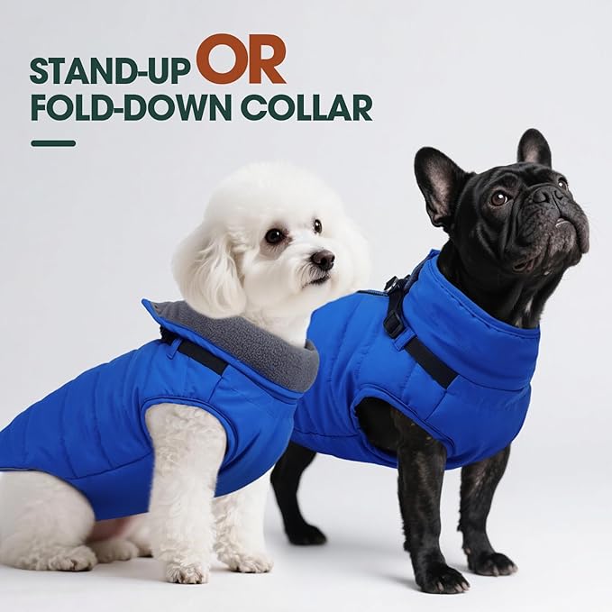 Kuoser Dog Coat, Dog Jackets for Large Dogs, Doggie Winter Coat for Cold Weather, Warm Snow Jacket Pet Apparel Clothes for Great Dane, Blue XXXL