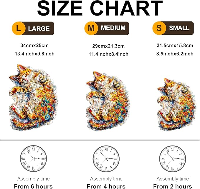 KAAYEE Wooden Puzzles for Adults, Sleeping Cat-2 240 Piece Unique Animal Shape Puzzle, Cat Wood Puzzle for Adults, Creative Gifts for Friends/Family, Home Decor(13.4 * 9.8)
