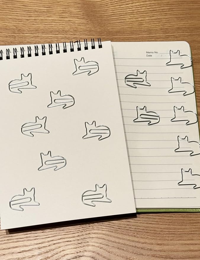 Cat Cute Paper Clips, 60PCS Cat Shaped Paper Clips Animal Bookmarks Clips, Assorted Colors, Fun Office Gifts for Women Men Coworkers Teachers Students Girls Boys, Christmas Gifts