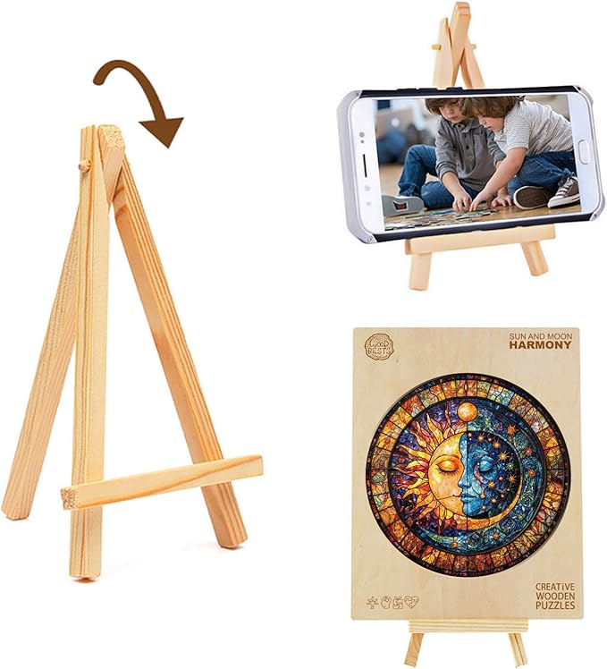 Jigfoxy Wooden Puzzle for Adults, Sun and Moon Jigsaw Puzzles for Adult, Unique Animal Shape Wood Cut Puzzles, Christmas Thanksgiving Gifts for Friends Family (L-13.4 * 13.4in-275pcs)