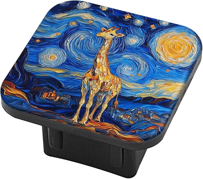 Hitch Cover Fits for 2-Inch Hitch,The Magical Allure of A Giraffe in A Starry - Night - Inspired Scene Rubber Trailer Hitch Cover Tube Plug Insert,Car Exterior Accessories, Receiver Tube Hitch Plug