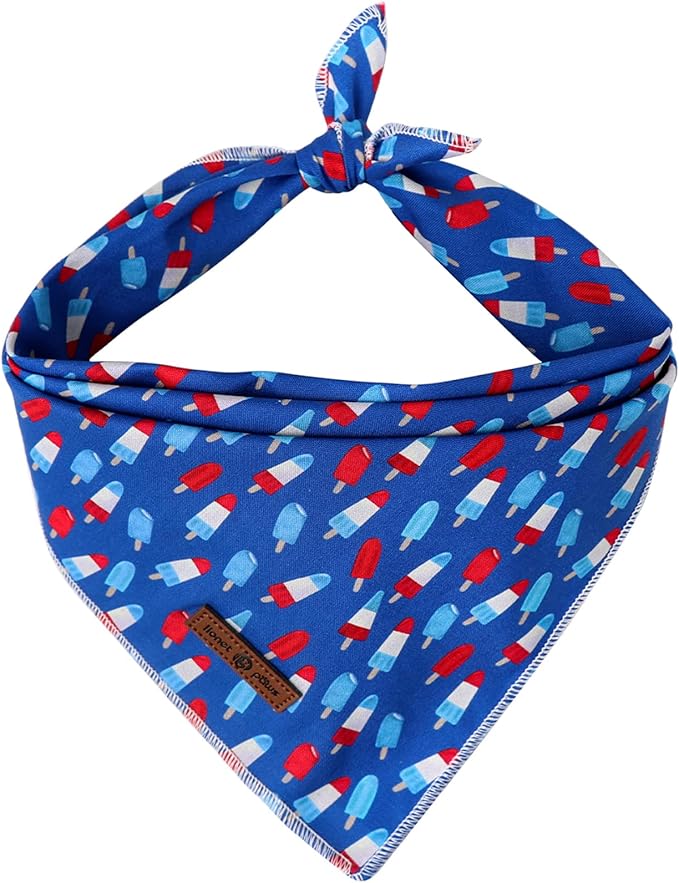 lionet paws Patriotic 4th of July Dog Bandana Summer Popsicle for Small Medium Large Dogs, Cat Dog Kerchief Triangle Bibs Scarf for Male Female
