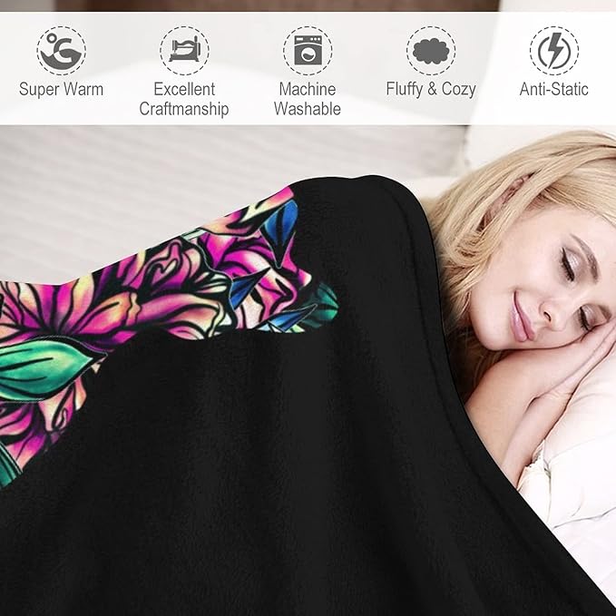 Cat Blanket Gifts - 40"x50" Cute Throw Blanket for Adults Kids - Black Soft Plush Throws for Bed, Couch & Travel