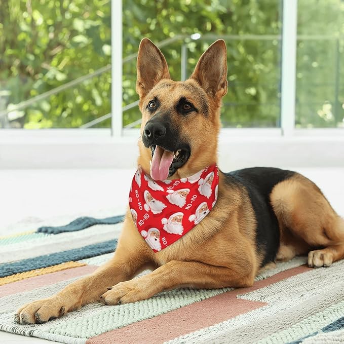 Merry Christmas Santa Claus Cute Dog Bandana Scarf Triangle Bibs Pet Accessories Cat Kerchief White23 One Size