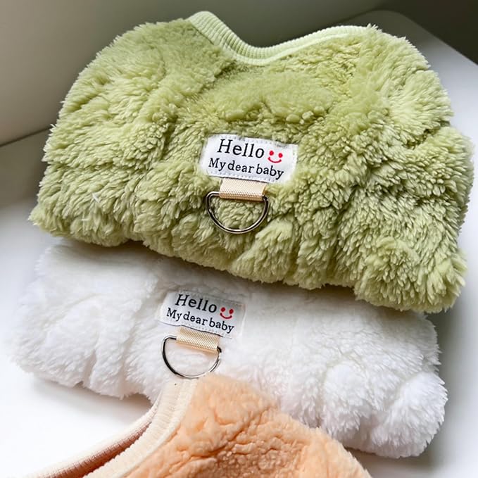 Warm Cat Apparel Cute Fluffy Cat Sweatshirt Cartoon Kitten Winter Coat Pullover Soft Skin-Friendly Knitwear (Large, Yellow)