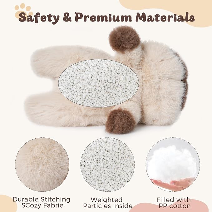 1.9lbs Weighted Stuffed Animals Siamese Cat - Siamese Cat Plush Toy, Cute cat Stuffed Animal Cuddle Plushies Gift for Kids & Adults