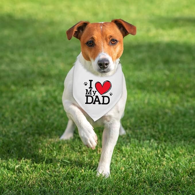 I Love My Dad Father's Day Dogs Bandana Funny Cute Dog Bandana Fathers Day Birthday Christmas Photo Prop Pet Scarf Accessories for Pet Dogs Lovers Dog Dad Gifts