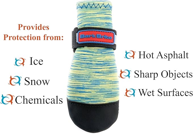 All Weather Neoprene Paw Protector Dog Boots with Reflective Straps in 5 Sizes! (Turquoise Small)