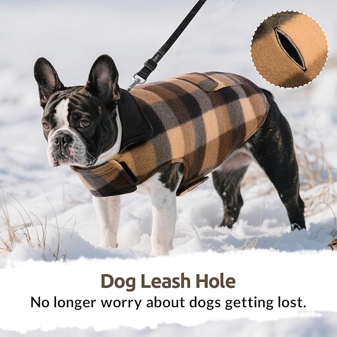 ASENKU Dog Winter Jacket Plaid Reversible Vest, Waterproof Dog Coat for Cold Weather, Perfect for Small to Large Dogs (Coffee, XL)