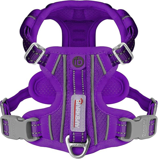 BARKBAY Dog Harness No Pull with ID Tag Pocket - Heavy Duty, Reflective, Easy Control for Small Dogs(Purple,S)