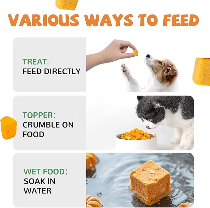 PAWUP Freeze-Dried Pumpkin Treats for Dogs & Cats – High Fiber, Single Ingredient Natural Snacks for Digestion & Gut Health, Healthy Food Toppers, 1.58 oz