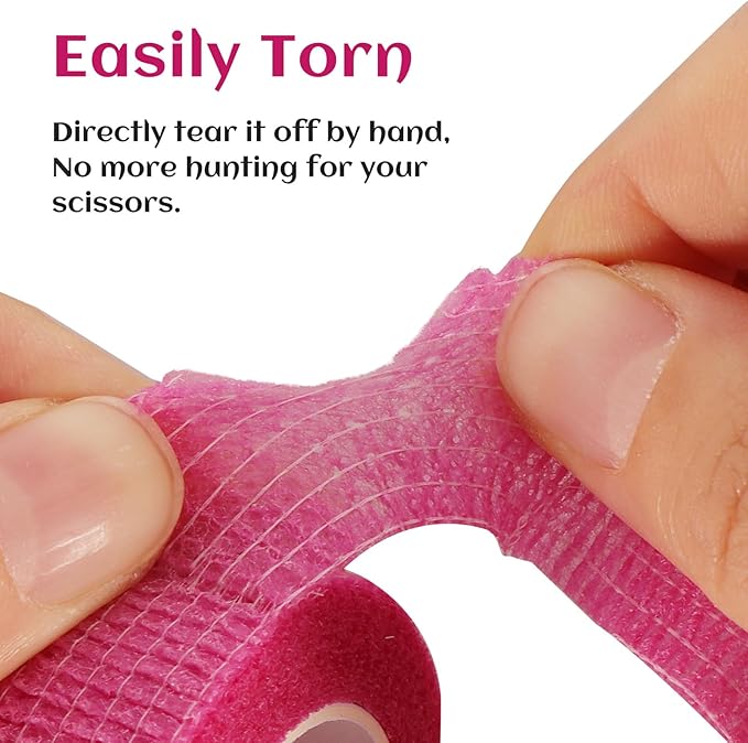 24 Rolls Elastic Self Adhesive Bandage Wrap 1 Inch, Breathable Non Woven Cohesive Bandage, Vet Wrap for Dogs, Ankle Sprains Swelling Medical First Aid Tape, Sports Athletic Tape Color