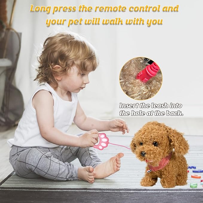 Puppy Toys for Kids, Toy Dogs That Walk and Bark, Walking Dog Toy for Kids with Leash, Interactive Stuffed Puppy with Remote Control, for Girls and Boys Aged 3-7 Year Old