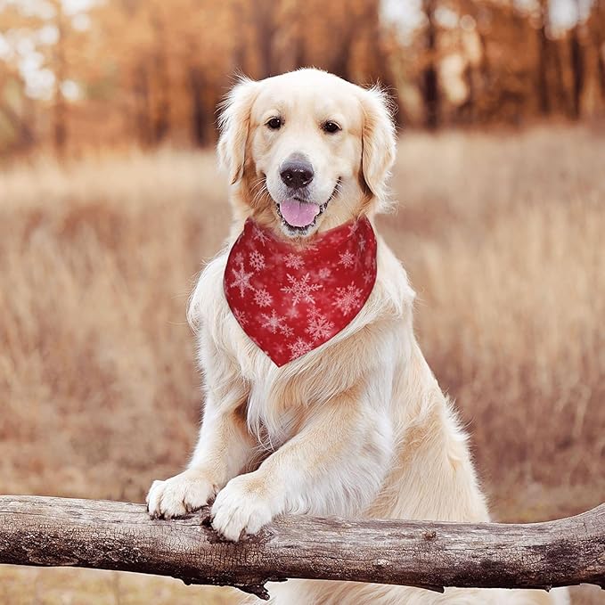Christmas Snowflake Red Dog Bandana Scarf Triangle Bibs Pet Accessories Cat Kerchief