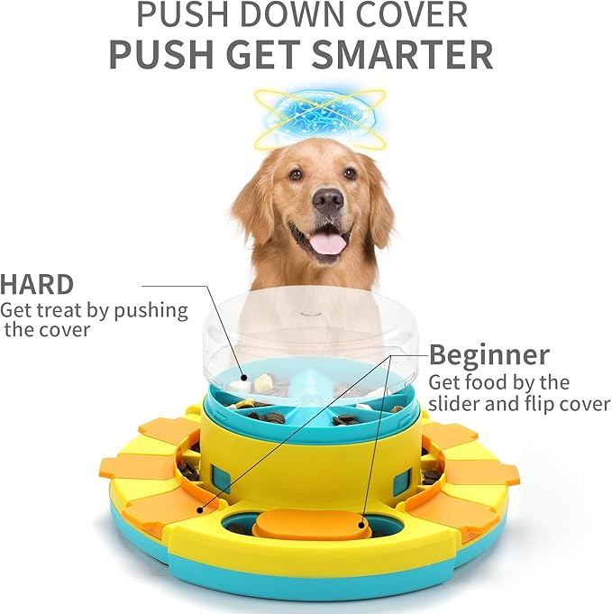 Dog Puzzle - Food Puzzle Toy Feeder, Treat Puzzles for Mental Stimulation (Push)