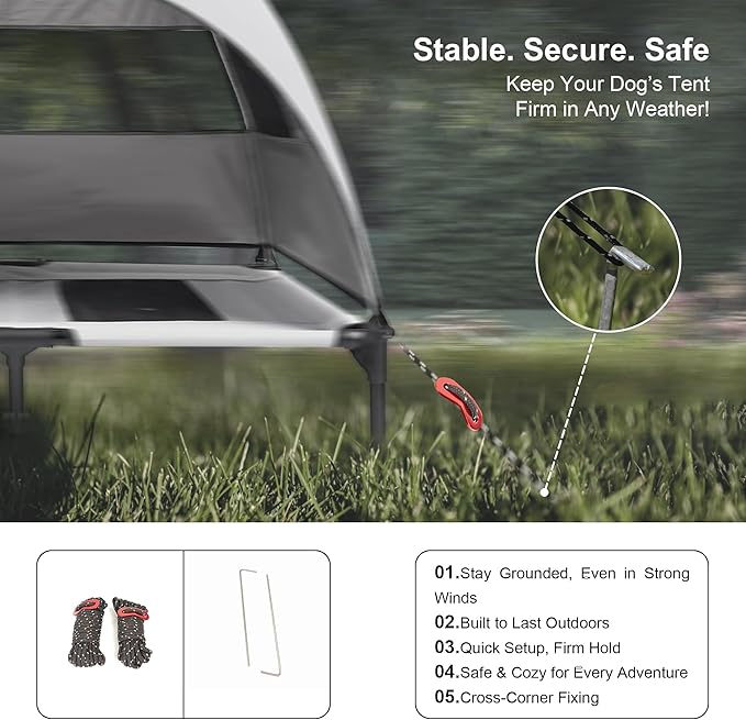 Elevated Outdoor Dog Bed with Canopy – Cooling Camping Tent, Removable Shade, Off-Ground Cot, Medium