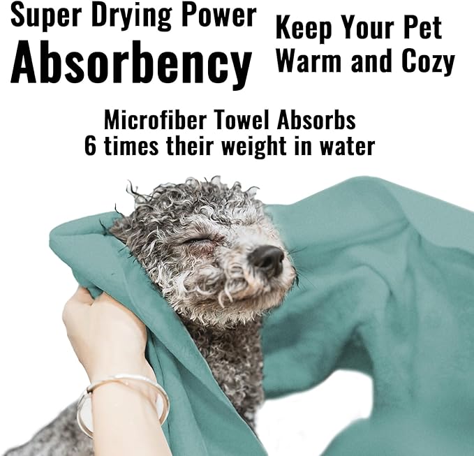 3 Pack Microfiber Dog Towels for Drying Dogs, Super Absorbent and Soft Pet Grooming Towel, 40 Inch X 23.6 Inch, Perfect Dog Drying Towels for Large, Medium or Small Dogs, Lake Blue