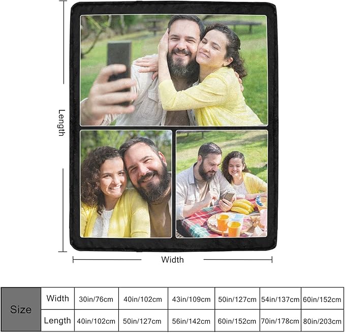 Custom Blanket with Photo, Personalized Collage Blankets with Picture for Lover Kids Friends Family, Customized Throws Fit Bed Room Couch Sofa for Beach Gathering Birthday Travel