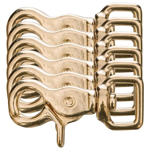 Jeffers Solid Brass Trigger Snap with Square Swivel Eye – Heavy Duty Zinc Plated Clip for Tack, Dog Leash, Rope, Horse Tack, Farm, Pet, Backpack, Hardware, Home Use - Brass A, 3/4" - 6 Pack