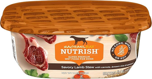 Nutrish Rachael Ray Premium Natural Wet Dog Food, Savory Lamb Stew Recipe, 8 Ounce Tub (Pack of 8)