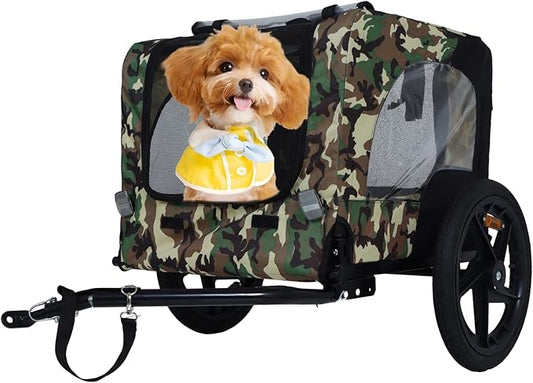 Collapsible Dog Bike Trailer for Small & Medium Pets - 16" All-Terrain Wheels, Universal Hitch, Quick Release & Non-Slip Floor - Internal Leash, Bicycle Accessories