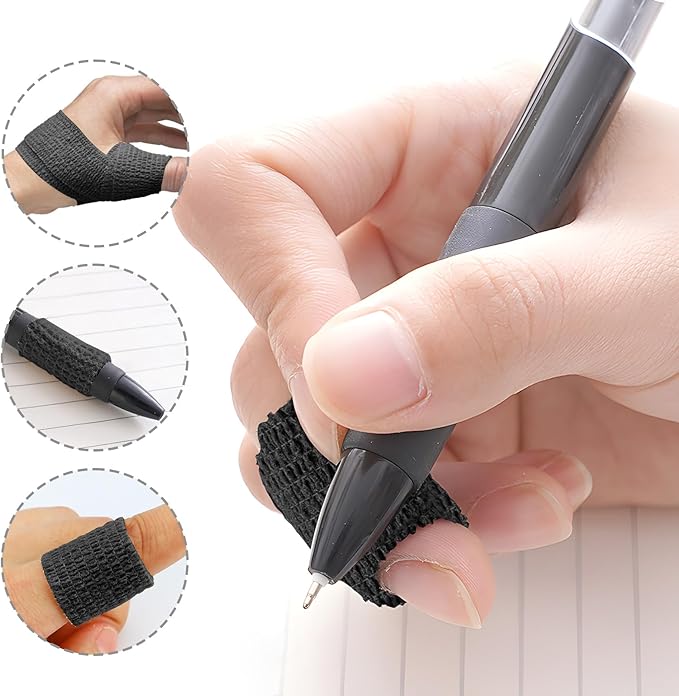 OK TAPE Self Adherent Cohesive Bandages Wrap - 24Packs, 1" x 5 Yards, Non-Woven Self Adhesive Bandage Wrap for Thumb, Finger, Wrist, Ankle, Vet Wrap Bandages Tape (Black)