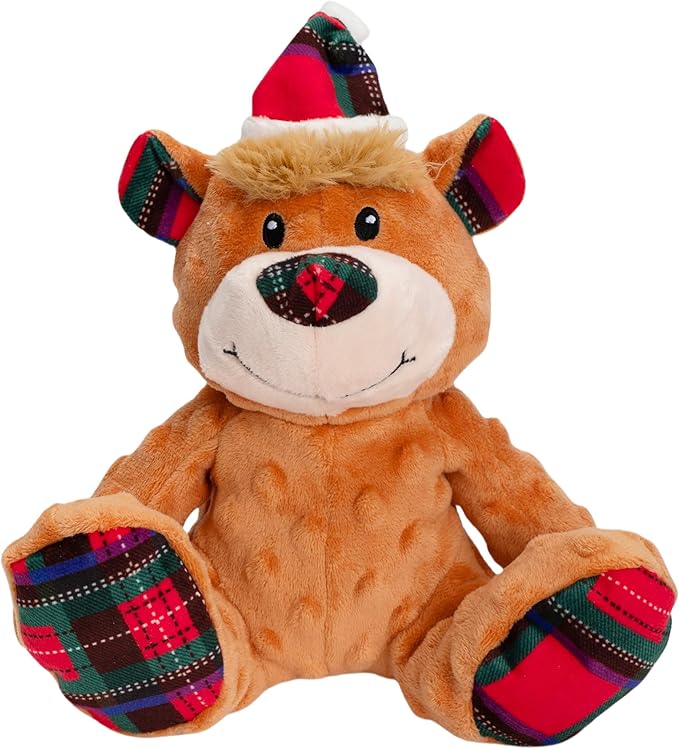 Christmas Dog Toys, Plush Squeaky Dog Toy with Crinkle Paper, Cute Christmas Puppy Toys with Cotton, Durable Interactive Dog Chew Toys for Puppy Small Medium Large Breed