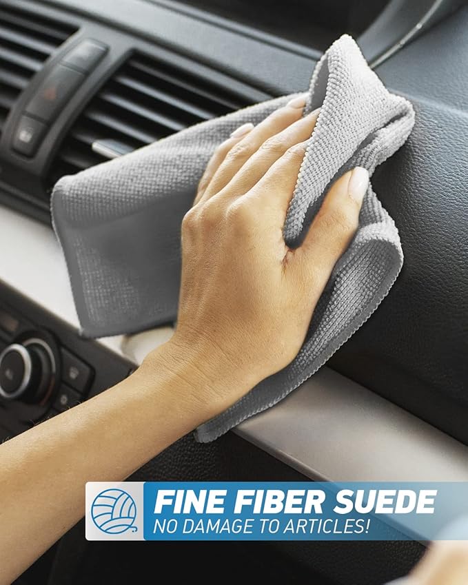 Microfiber Cleaning Cloth Grey-24Pcs (13x13 inch) 2100 Series Ultra Soft Highly Absorbent Rags for Cleaning, Reusable and Lint Free Cleaning Towels for Housekeeping-Machine Wash (Gray)