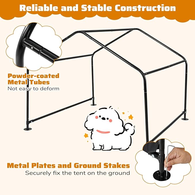 Giantex Outdoor Dog Shade Shelter Canopy, 4'x 4'x 3.2' Waterproof Pet Tent with PU Coating, Ground Stakes, Portable Sun & Rain Protection Canopy for Large Dogs Cats Outside, Black