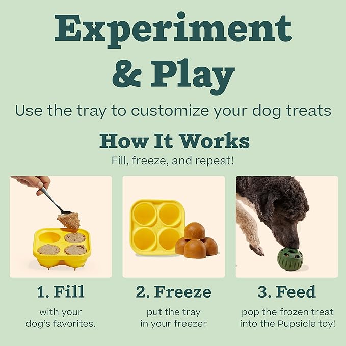 WOOF Pupsicle and Treat Tray - Long-Lasting Interactive Dog Toys and Silicone Dog Treat Mold - Keep Your Pup Busy - Easy to Clean - Dog Toys for Small Dogs 10-25 lbs