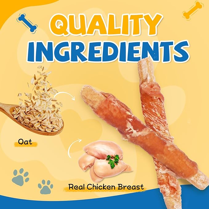 gazeupon Dog Treats, Chicken Wrapped Oat Biscuits Stick, Dog Chews for Training w/Glucosamine Chondroitin, Rawhide Free