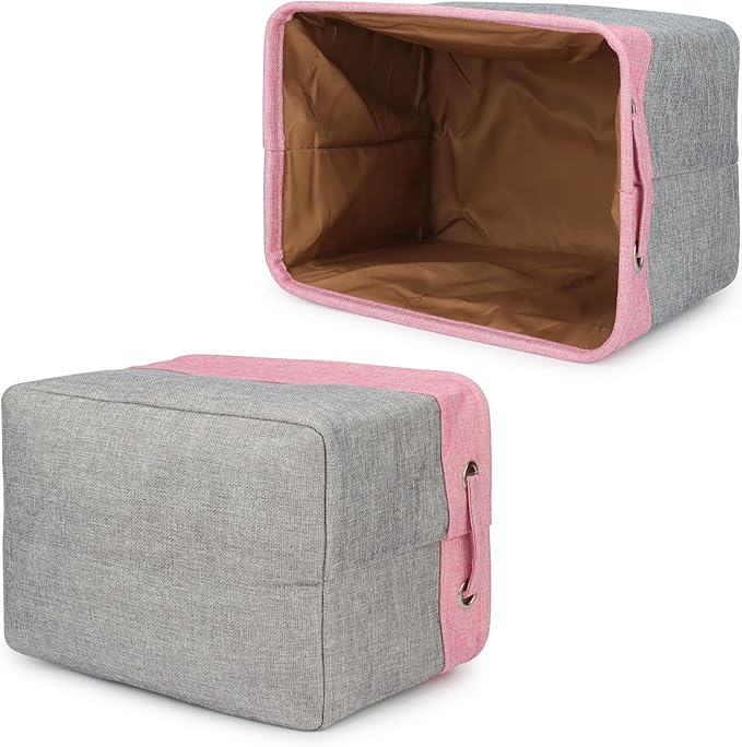 Personalized Dog Toy Bin , Foldable Dog Toy Basket Storage with Handles , Customized Name and Paw Print Pet Toy Box for Organizing Food Clothes Blanket and Pets Accessories(Green Gray)