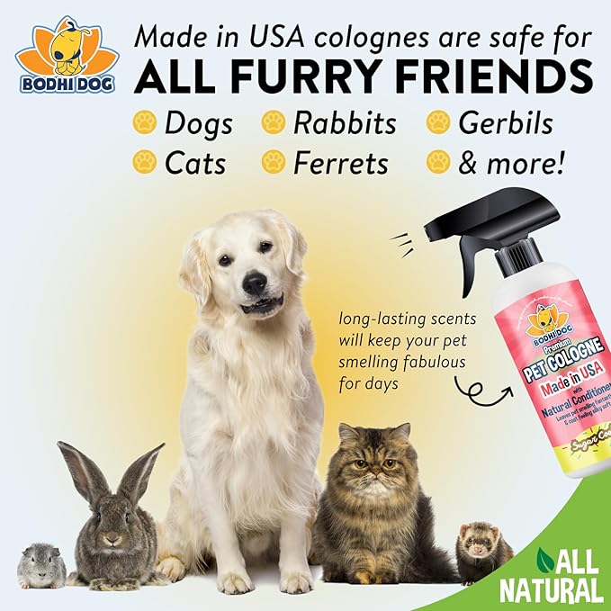 Bodhi Dog Premium Dog Cologne - Deodorizing Dog Perfume & Conditioner for Dogs & Cats - Natural Long Lasting Spray - Keeps Pets Fresh All Day - Gentle, Safe Formula, Made in USA -Sugar Cookie 17 Fl Oz