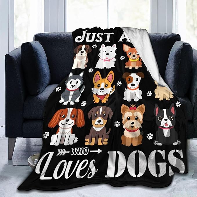 Dog Blanket Puppy Plush Gifts Just A Girl Who Loves Dog Blankets Ultra Soft Cozy Flannel Throw Blankets Bedding for Kids Girls Adults Women Gifts 50"x40"